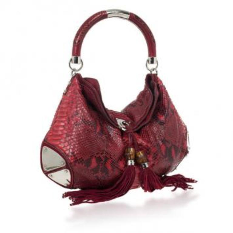 Marrone Gucci Borsa a manico superiore Babouska Indy grande in pitone rosso oro in vendita