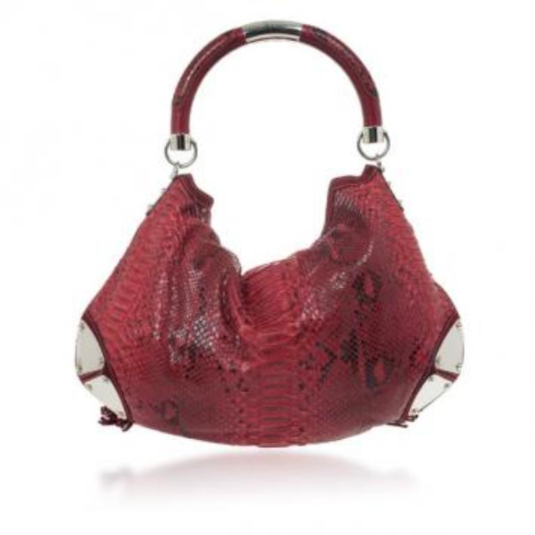 Gucci Borsa a manico superiore Babouska Indy grande in pitone rosso oro In condizioni buone in vendita a Dubai, Al Qouz 2