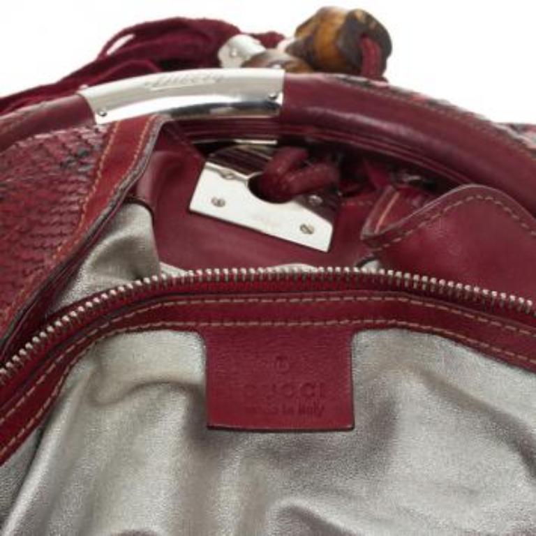 Gucci Borsa a manico superiore Babouska Indy grande in pitone rosso oro in vendita 3