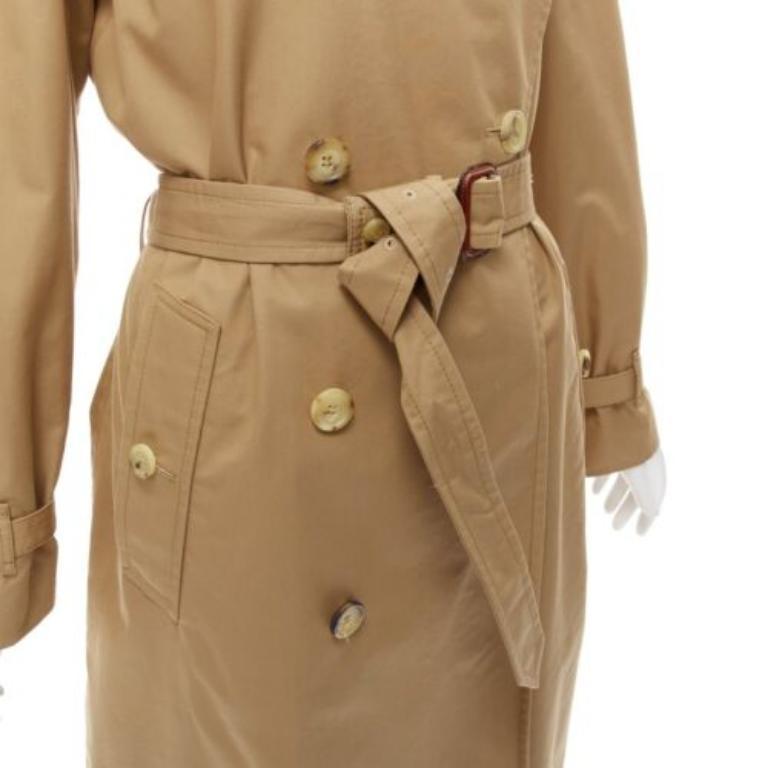 GUCCI gold sequins tiger flower embroidery beige belted trench coat IT38 XS For Sale 3