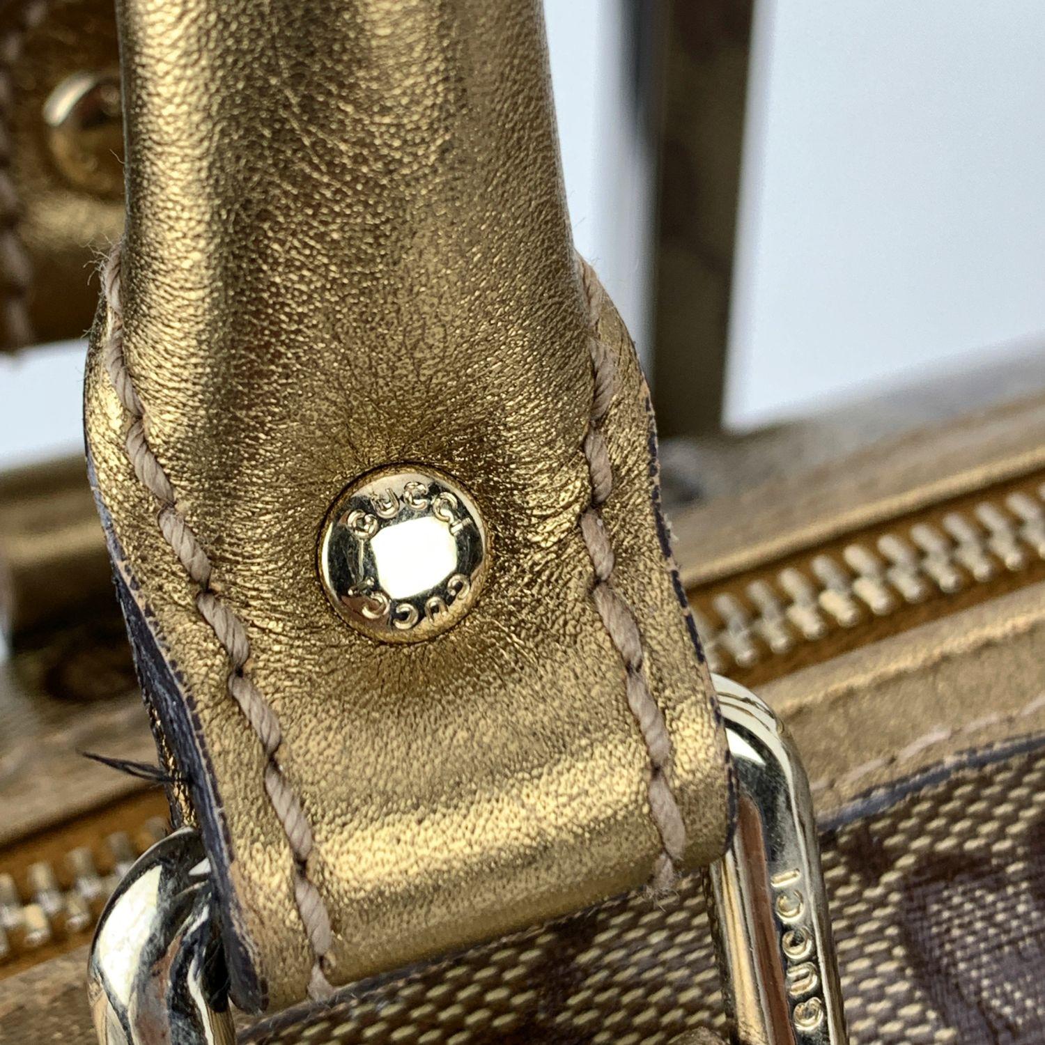 Women's Gucci Gold Tone Crystal Monogram Medium Joy Boston Bag