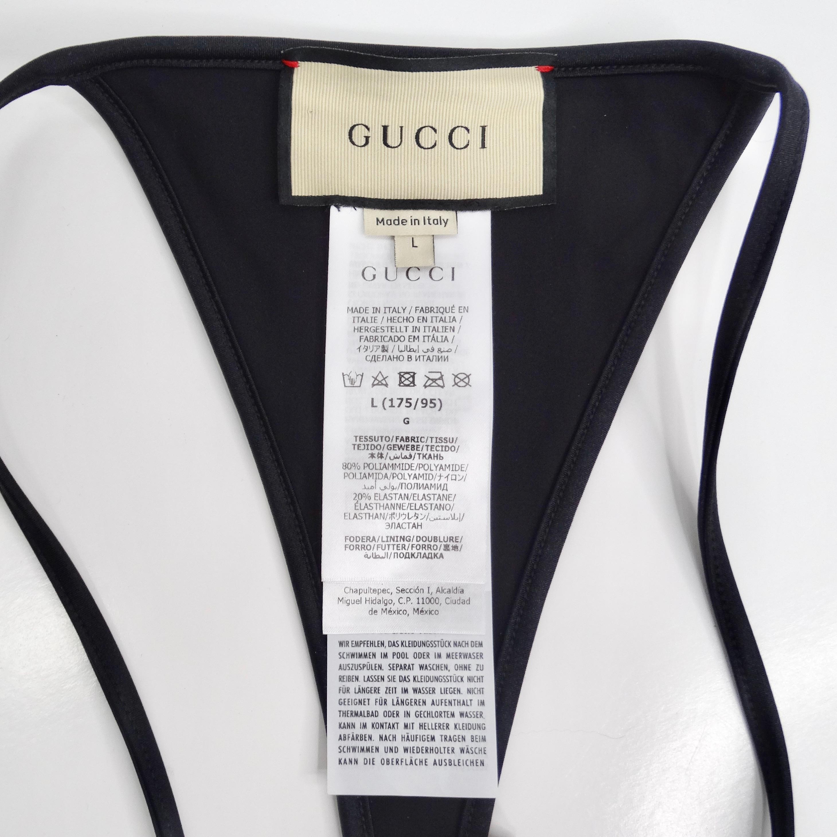 Gucci Gold Tone GG Logo G String Black Bikini For Sale 8