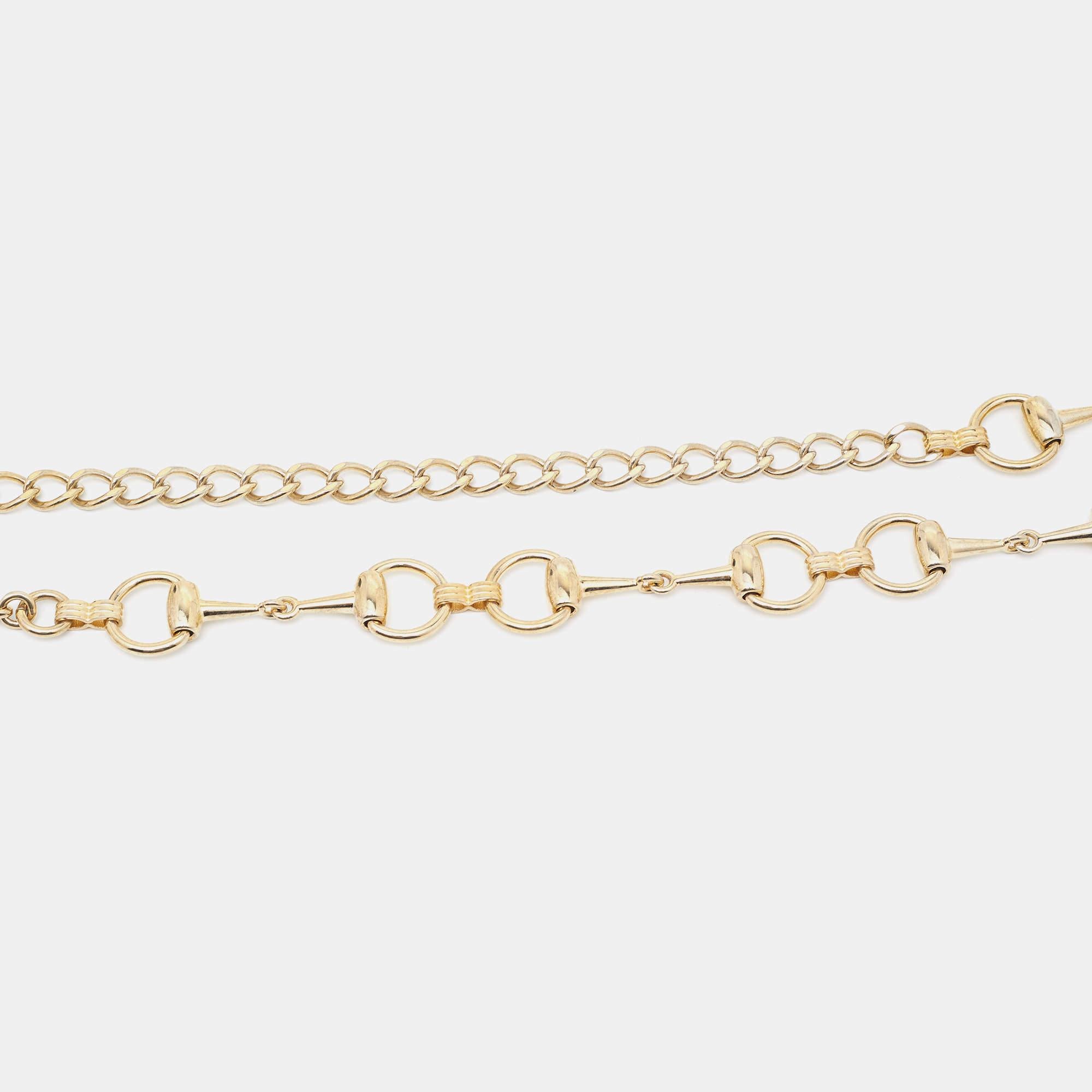 Women's Gucci Gold Tone Horsebit Chain Belt