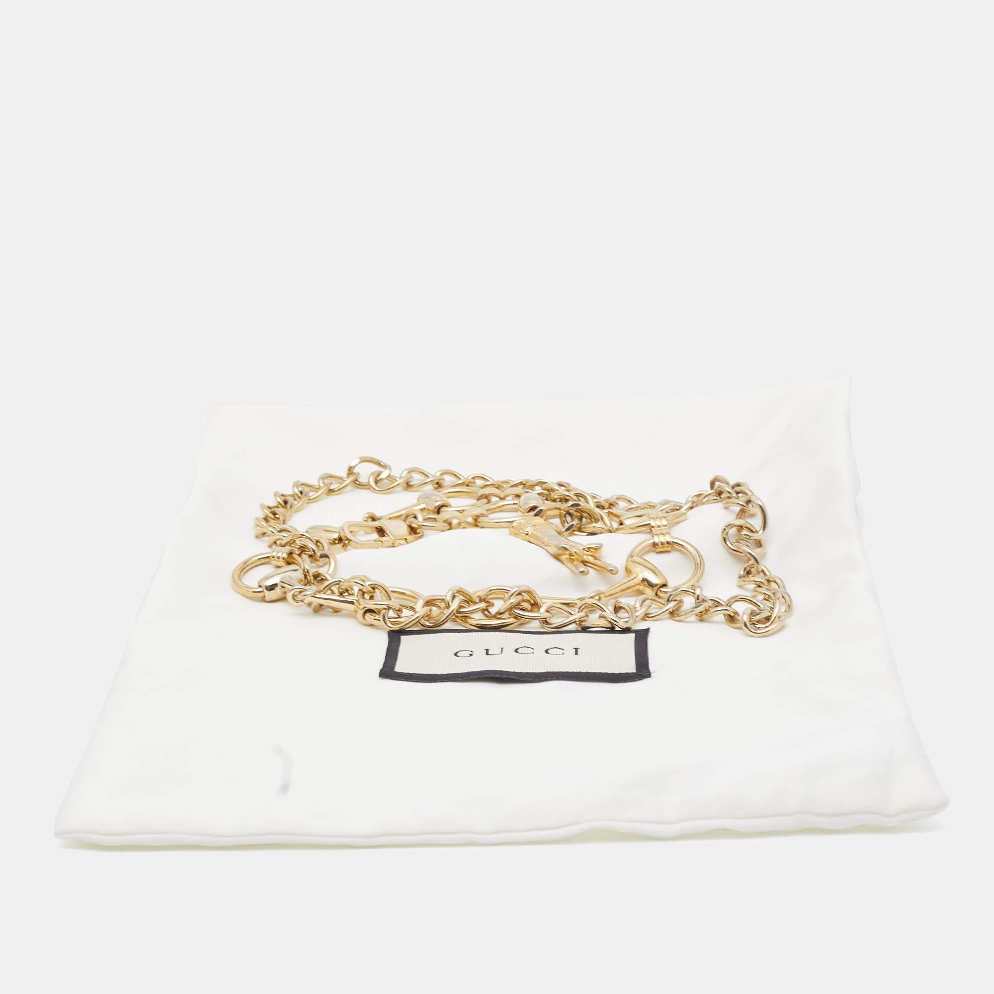 Gucci Gold Tone Horsebit Chain Belt 3