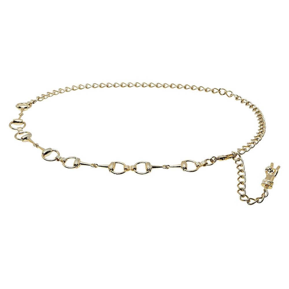 Gucci Gold Tone Horsebit Chain Belt