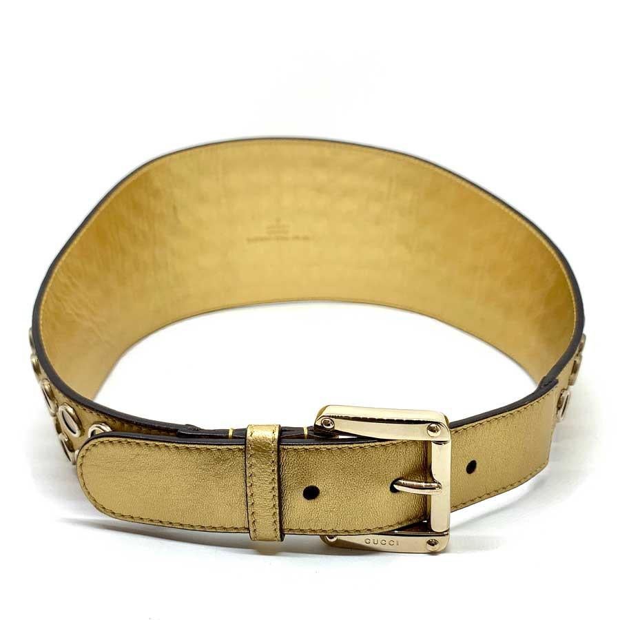 Brown Gucci Gold Tone Leather Belt