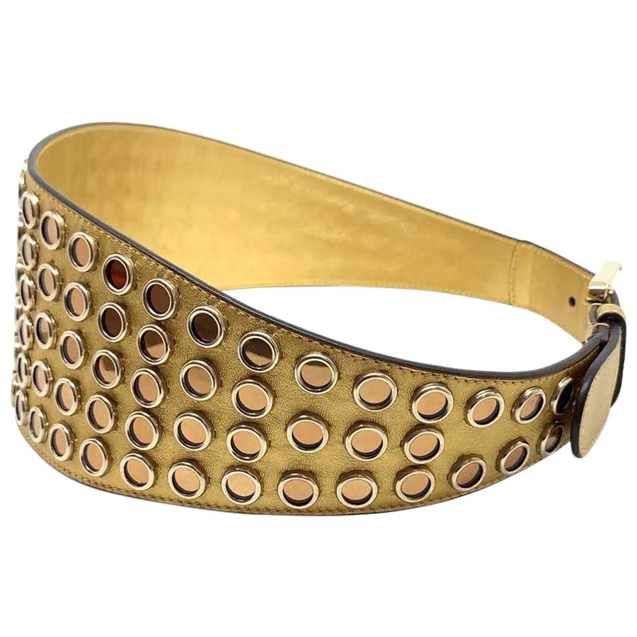 Gucci Gold Tone Leather Belt