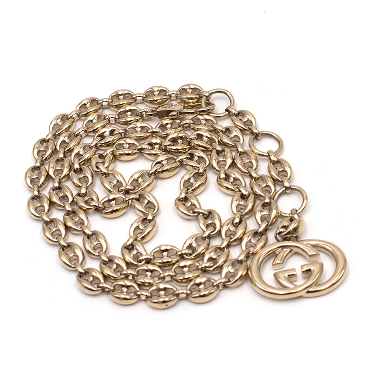 Gucci Gold Tone Mariner Link Chain Belt US 8 2