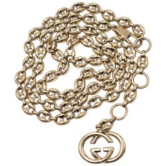 Gucci Gold Tone Mariner Link Chain Belt US 8