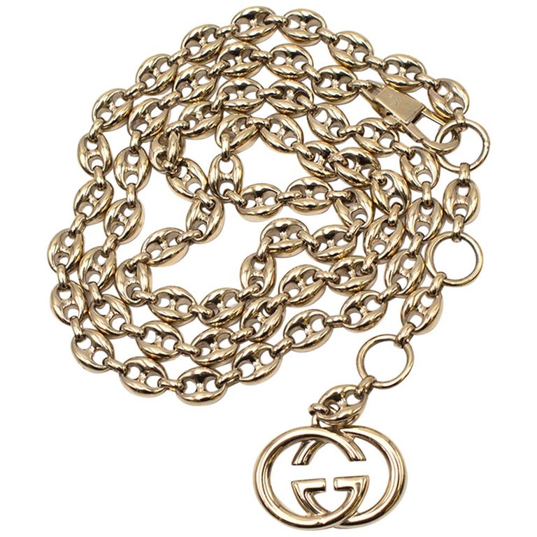 Gucci Gold Tone Mariner Link Chain Belt US 8 at 1stDibs 