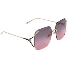 Gucci Gold Tone/Pink GG0646S Oversized Square Sunglasses