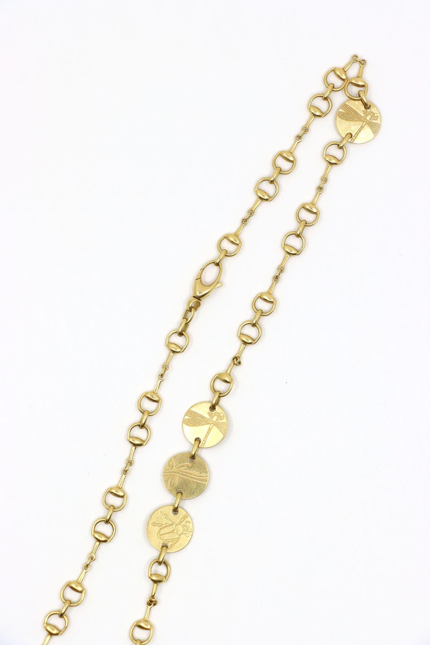 GUCCI 18K Gold Tiger Eye Insect Necklace For Sale 5