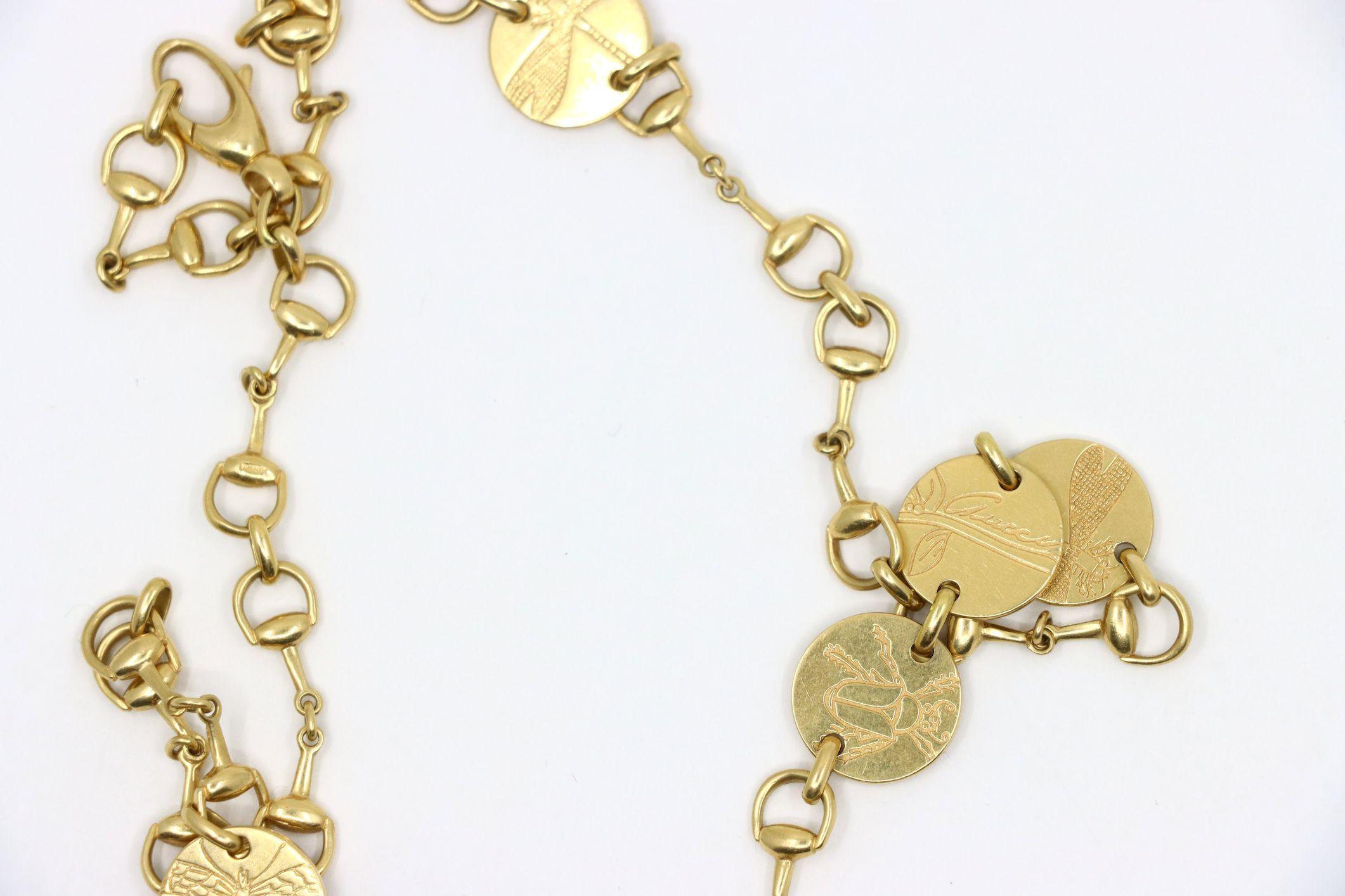 GUCCI 18K Gold Tiger Eye Insect Necklace For Sale 8
