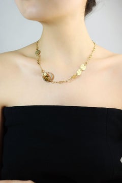 GUCCI 18K Gold Tiger Eye Insect Necklace