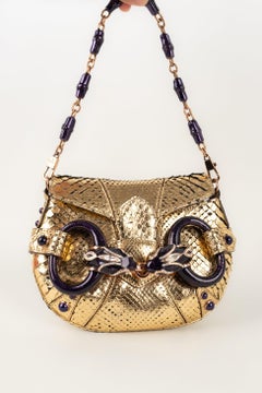 Gucci Golden Exotic Leather Bag with Enameled Metal, 2004
