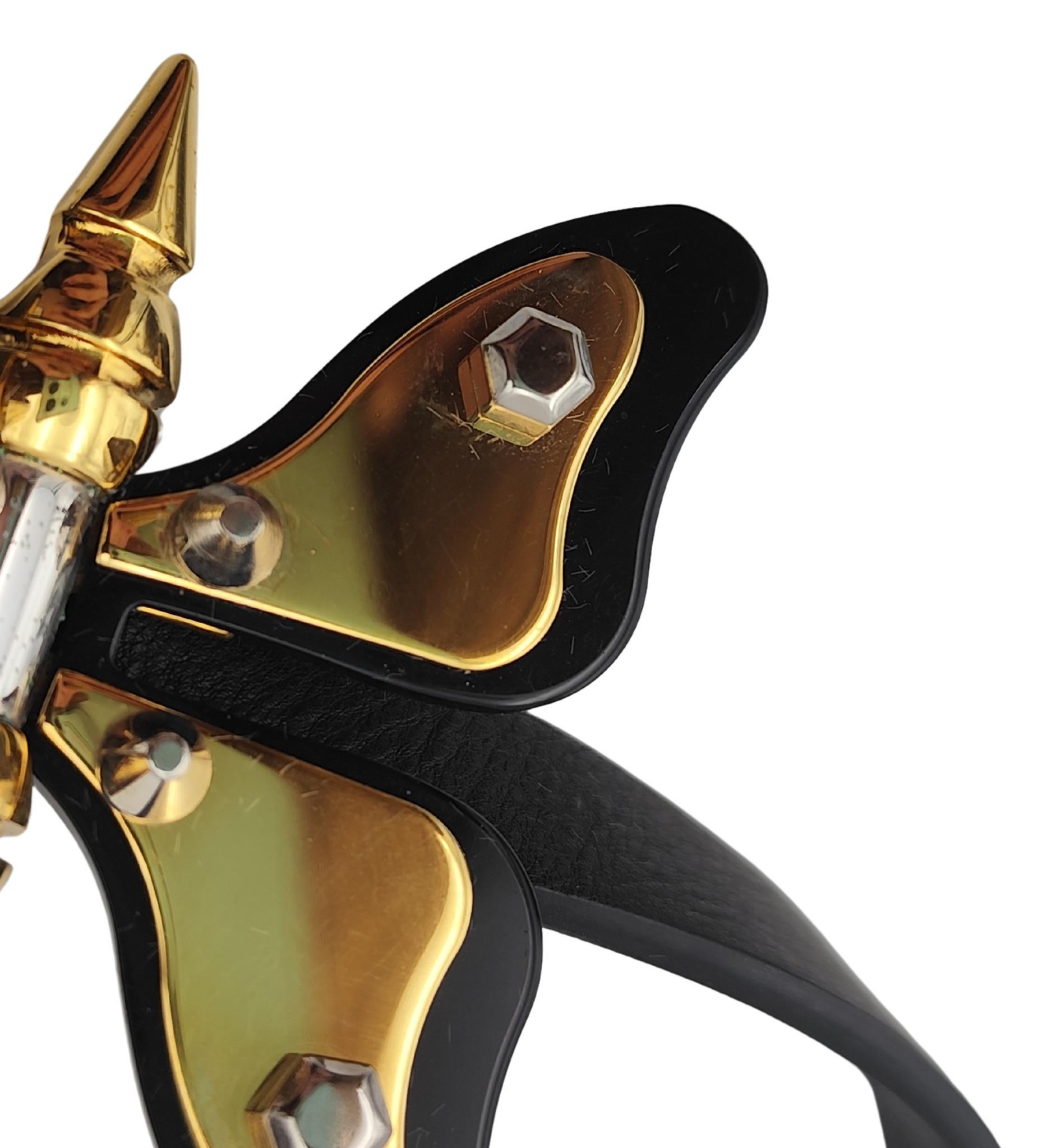 Women's or Men's Gucci golden metal butterfly leather choker necklace