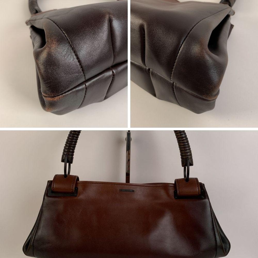Gucci Gradient Brown Leather Wooden Handle Satchel Bag 1