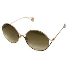 Gucci Gradient Round Gold-Tone Metal Sunglasses