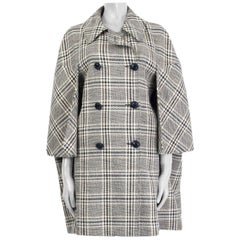 GUCCI grau CHECK WOLLE MADRAS CAPE Mantel Jacke 44 L