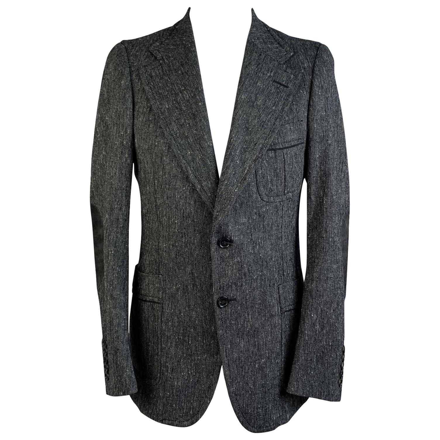 Gucci Gray Wool Blend Men Blazer Jacket Size 46