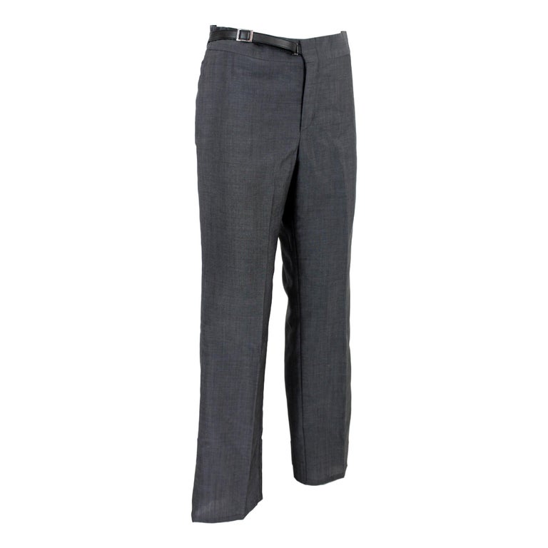 Gucci Gray Wool Classic Straight Trousers 1990s at 1stDibs