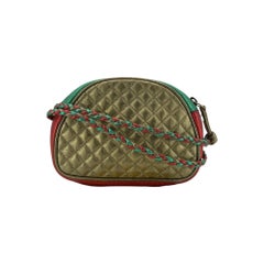 Gucci Green and Red Metallic Quilted Leather Zumi Shoulder Bag
