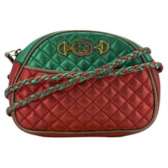 Gucci Green and Red Metallic Quilted Leather Zumi Shoulder Bag