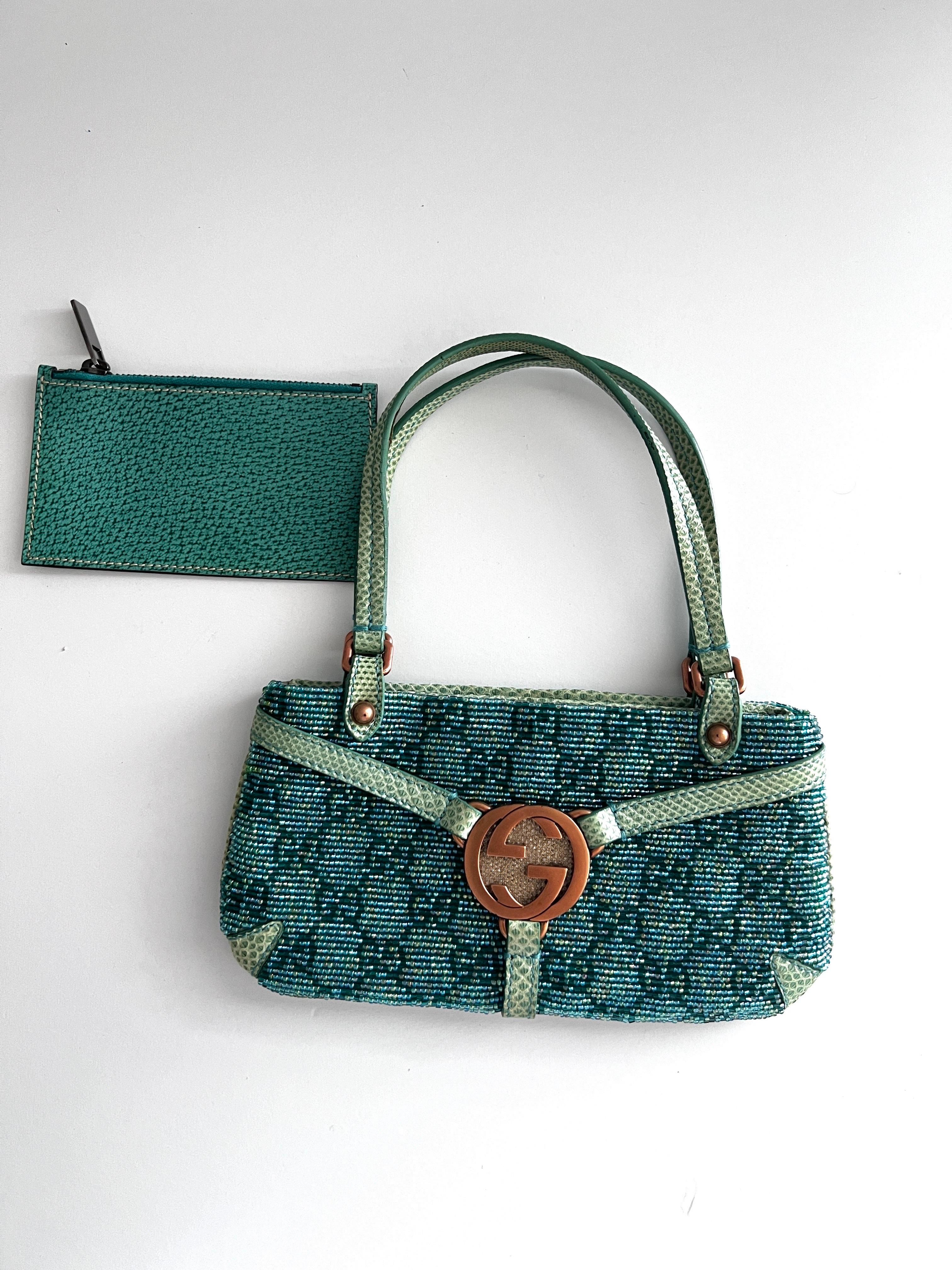 Women's or Men's Gucci green beaded GG monogram bag