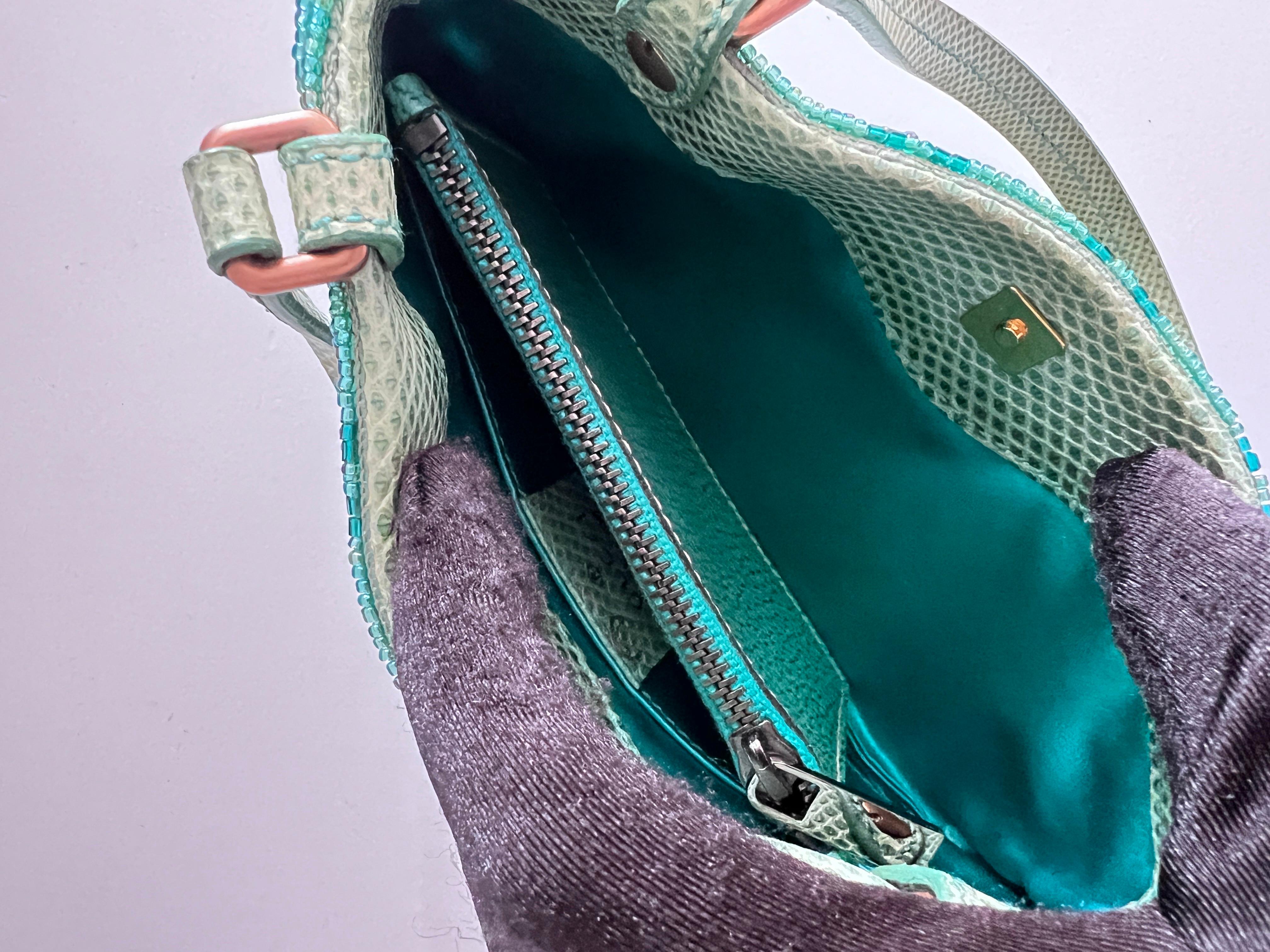 Gucci green beaded GG monogram bag 1
