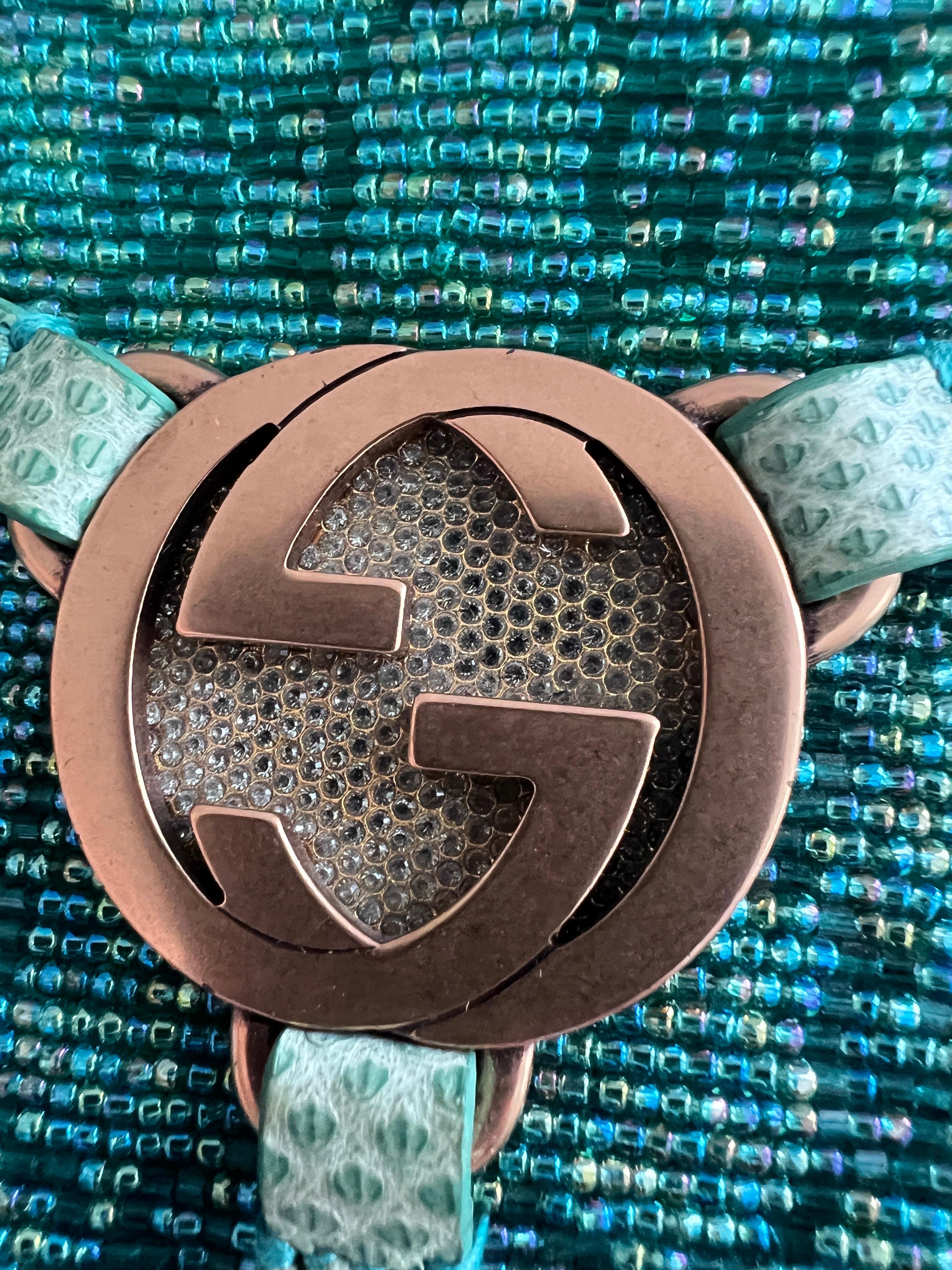 Gucci green beaded GG monogram bag 4