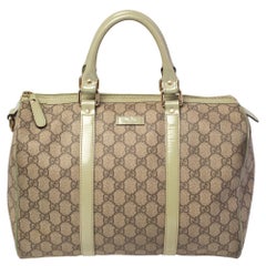 Gucci Green/Beige GG Supreme Canvas And Leather Medium Joy Boston Bag