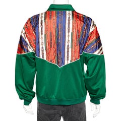 Gucci Green Belt Printed Silk & Jersey Technical Jacket L