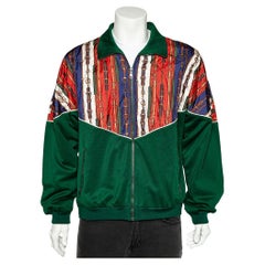 Gucci Green Belt Printed Silk & Jersey Technical Jacket L