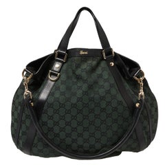 Gucci Green/Black GG Canvas and Leather Abbey Convertible Hobo