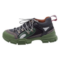 Gucci - Baskets basses Flashtrek en cuir et maille vertes/noires, taille 44