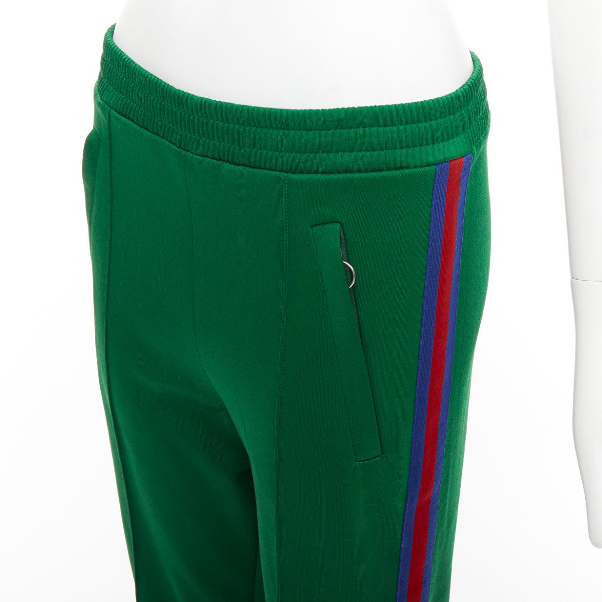 Bleu Gucci vert bleu rouge pantalon de survêtement évasé avec bordures en toile S en vente