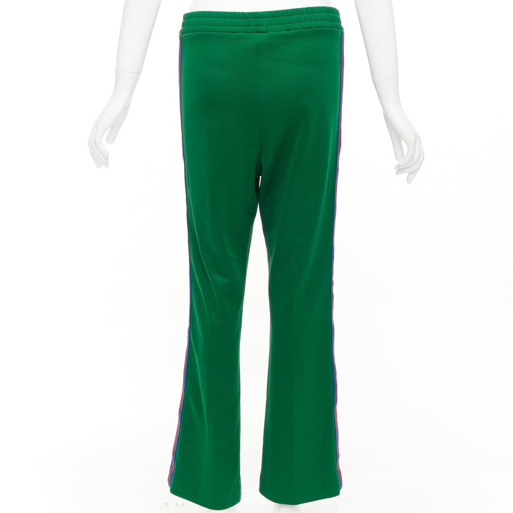Gucci vert bleu rouge pantalon de survêtement évasé avec bordures en toile S Pour femmes en vente