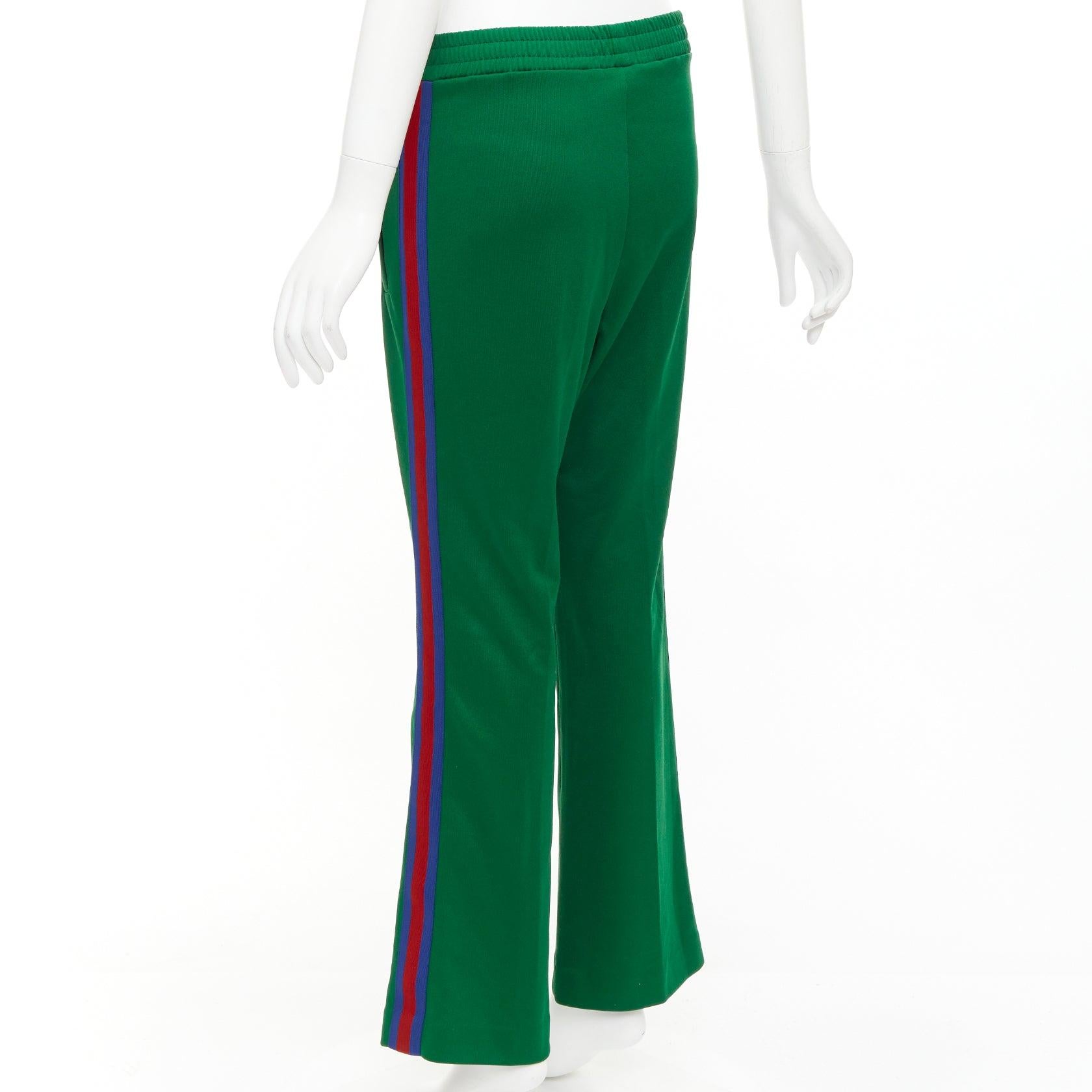 Gucci vert bleu rouge pantalon de survêtement évasé avec bordures en toile S en vente 1