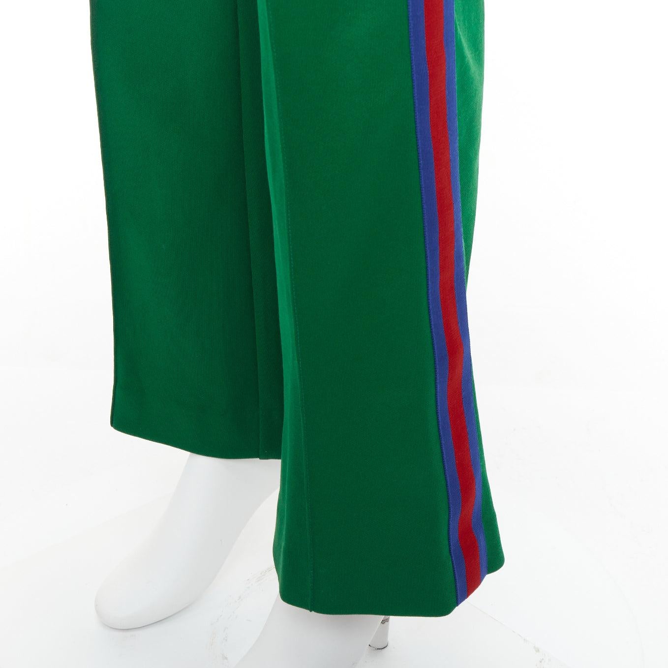 Gucci vert bleu rouge pantalon de survêtement évasé avec bordures en toile S en vente 2