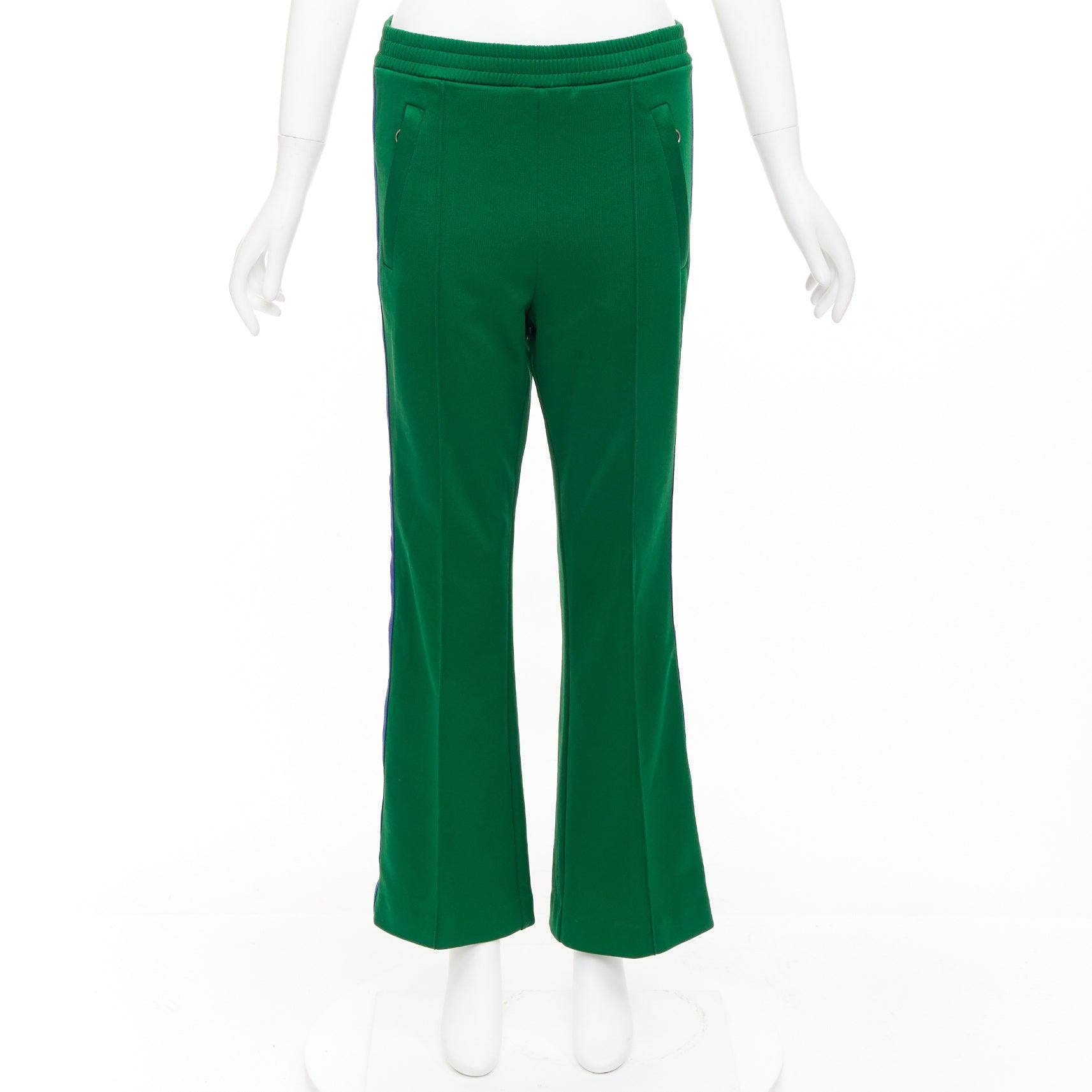 Gucci vert bleu rouge pantalon de survêtement évasé avec bordures en toile S en vente 4
