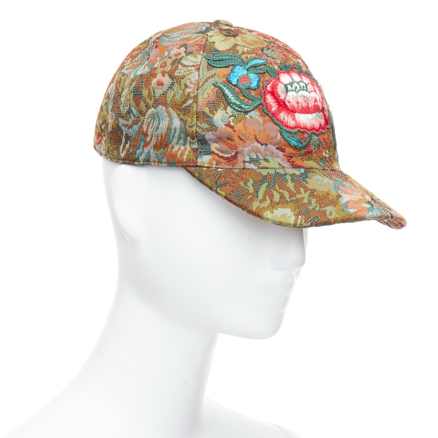 GUCCI green brown floral jacquard embroidered baseball cap 57cm S
Reference: MECG/A00143
Brand: Gucci
Designer: Alessandro Michele
Material: Polyester, Blend
Color: Green, Brown
Pattern: Floral
Closure: Magic Tape
Lining: Green Fabric
Extra Details: