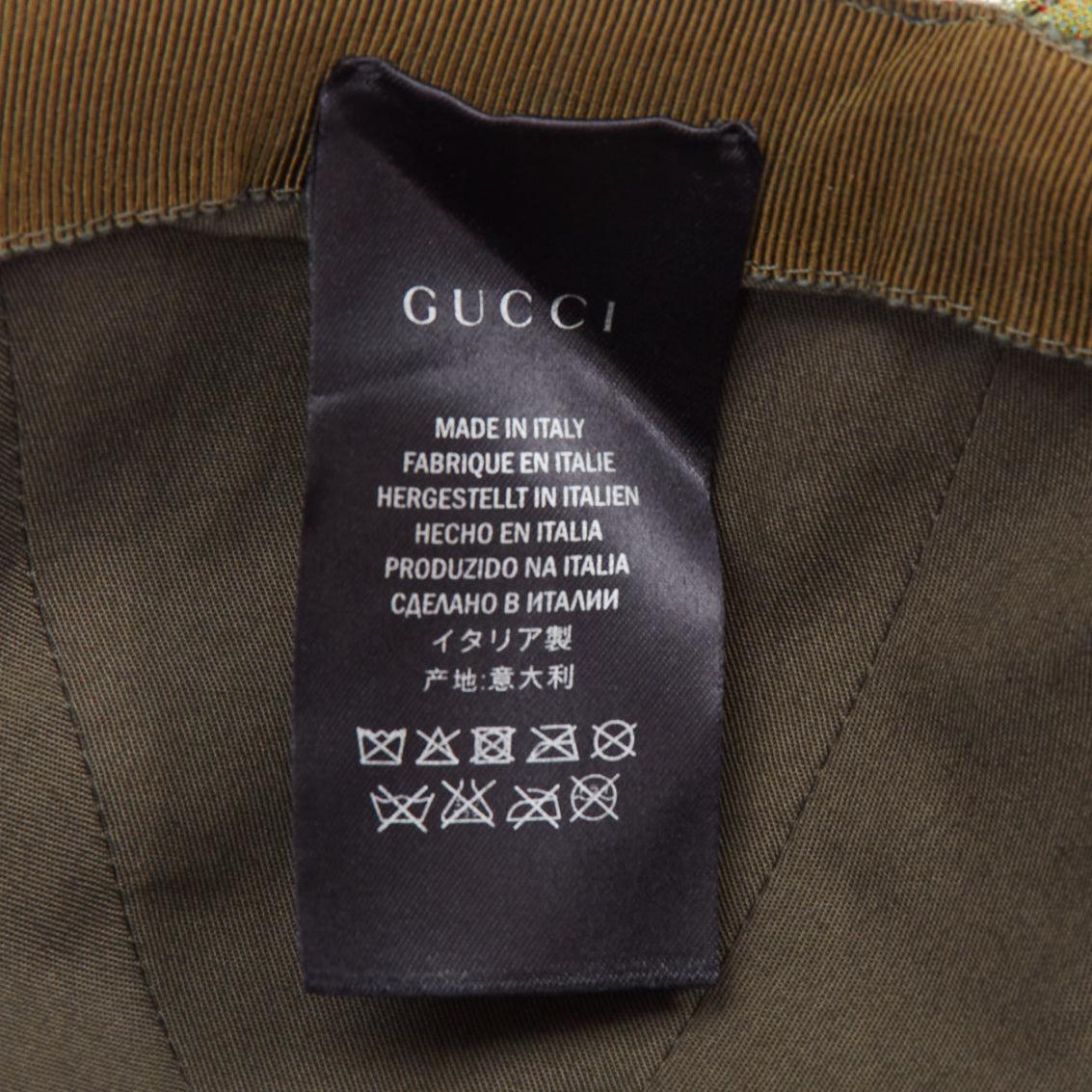 GUCCI green brown floral jacquard embroidered baseball cap 57cm S For Sale 4
