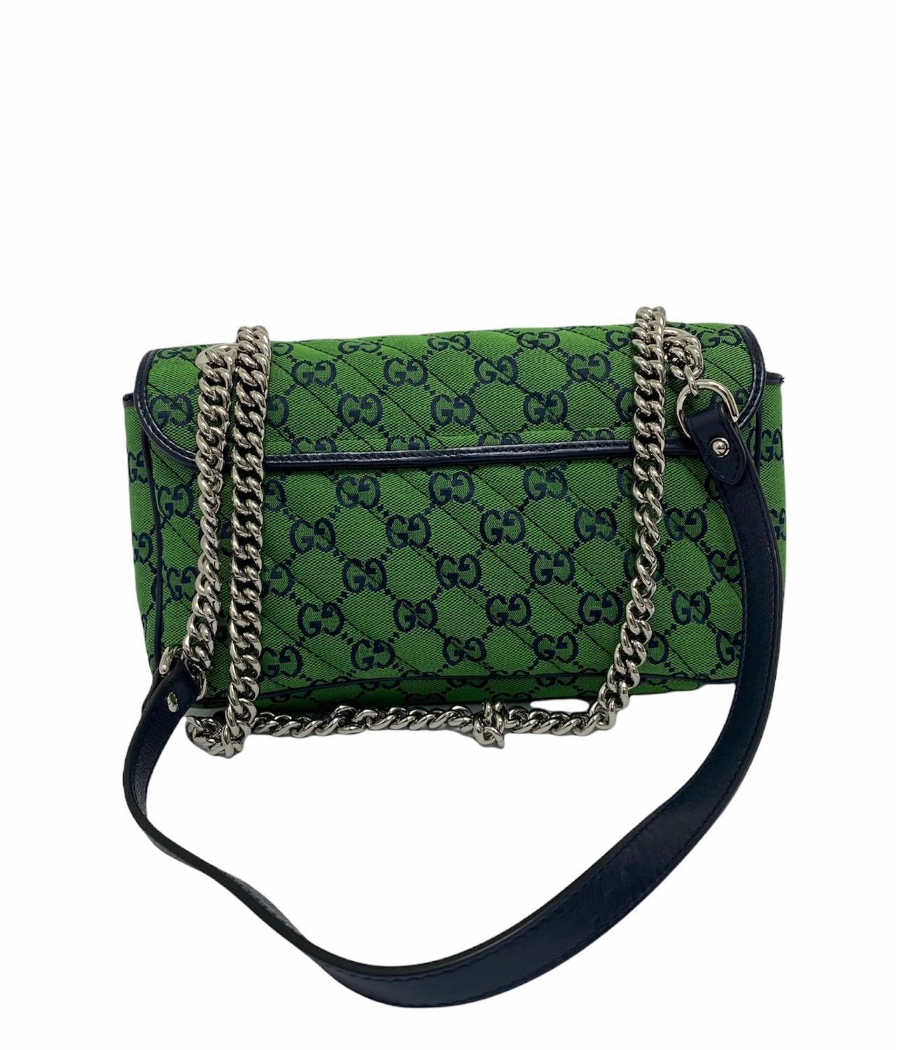 Gucci Green Canvas Marmont Tasche im Zustand „Neu“ in Torre Del Greco, IT