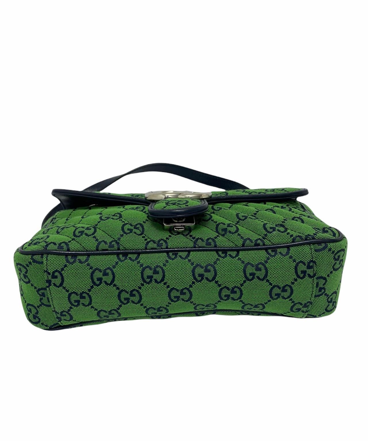 Gucci Green Canvas Marmont Bag In New Condition In Torre Del Greco, IT