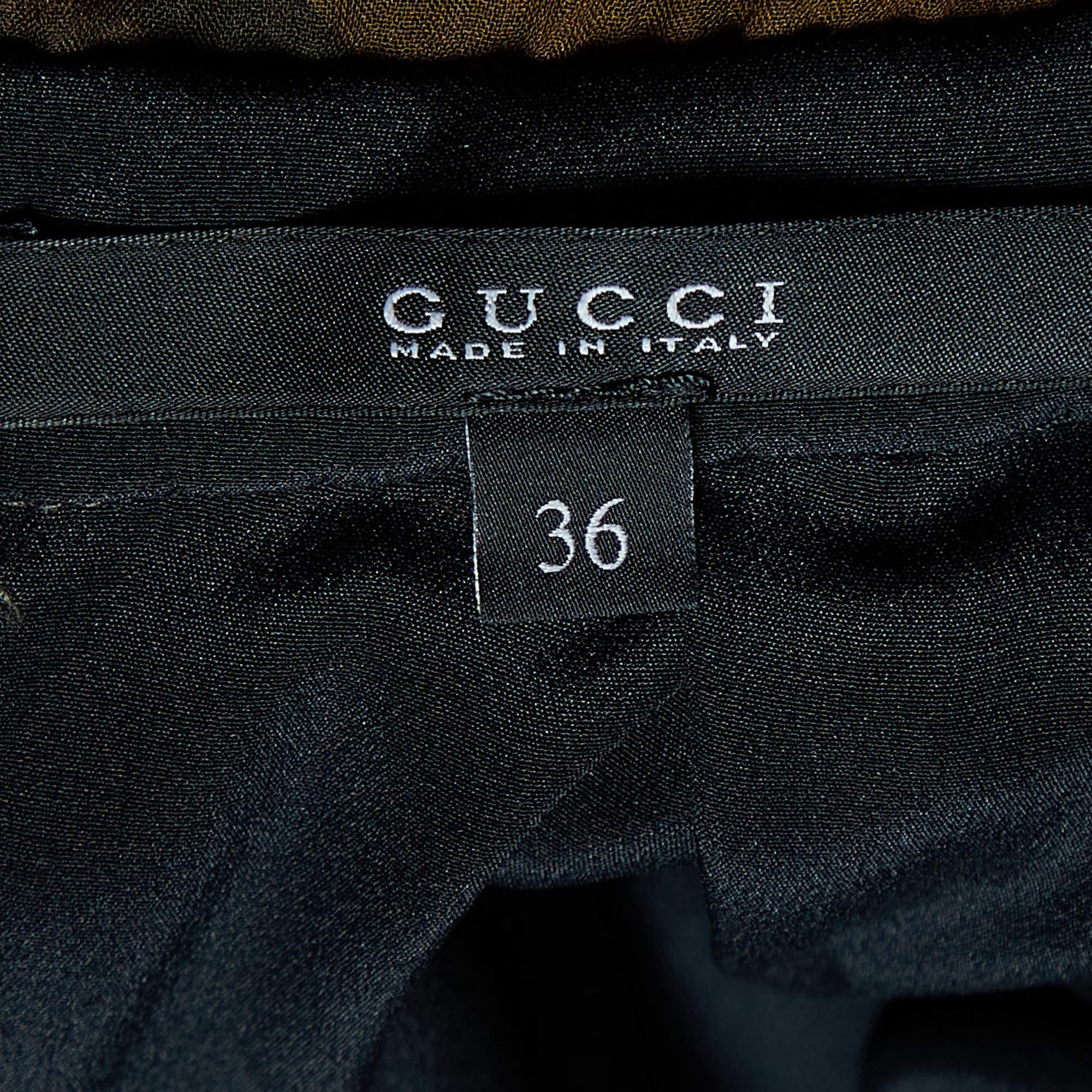 Gucci Grün kariertes Midikleid aus Seide mit Neckholder-Ausschnitt XS Damen im Angebot