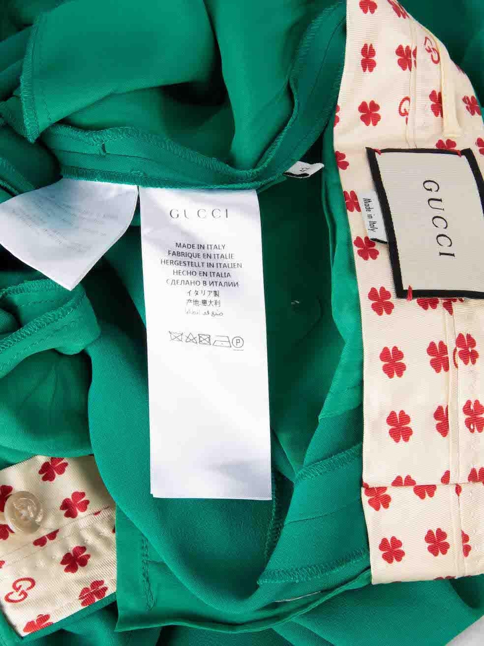 Gucci Green Contrast Rib Mid Rise Trousers Size M For Sale 4