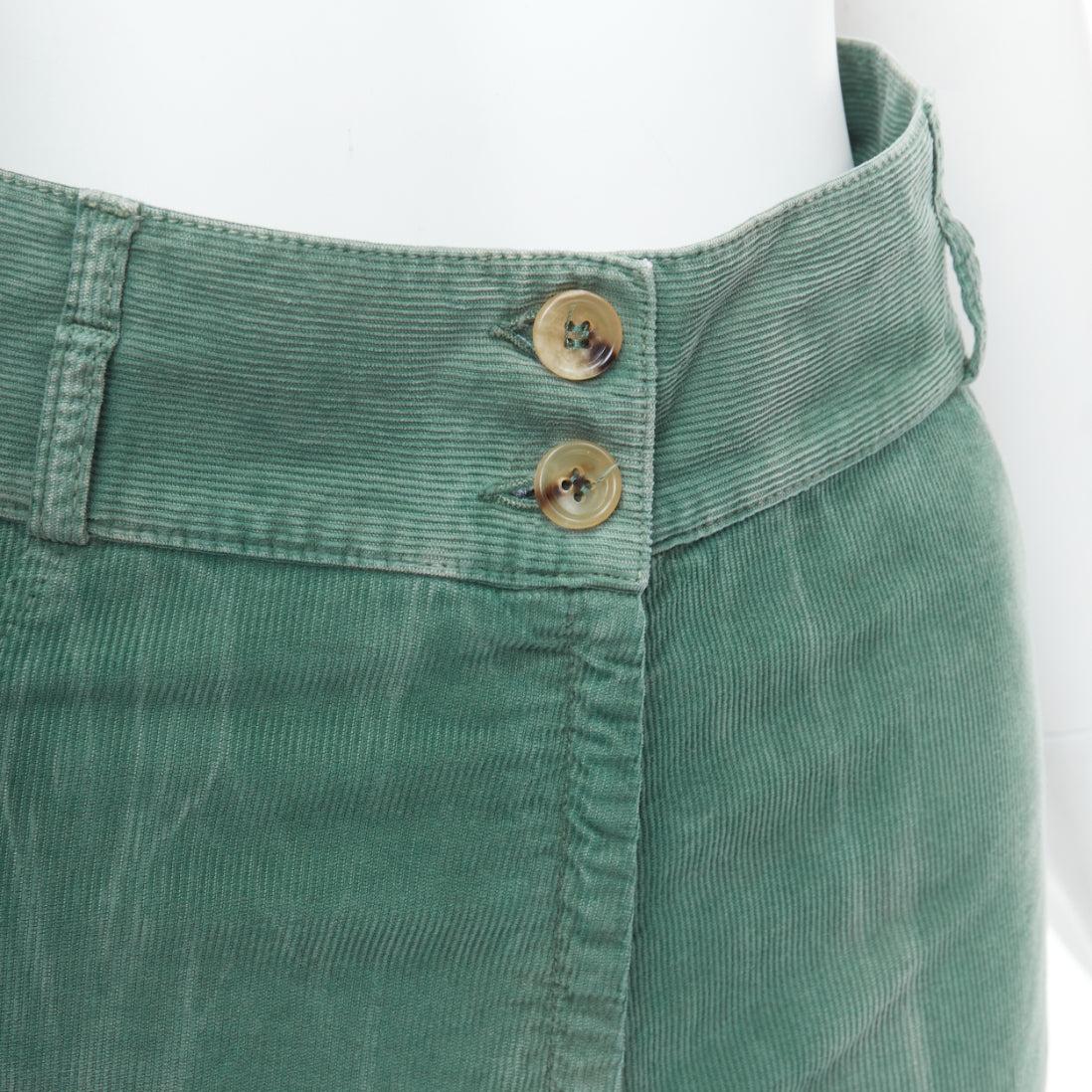 GUCCI green corduroy butterfly embroidery wide flare trousers IT40 S 2