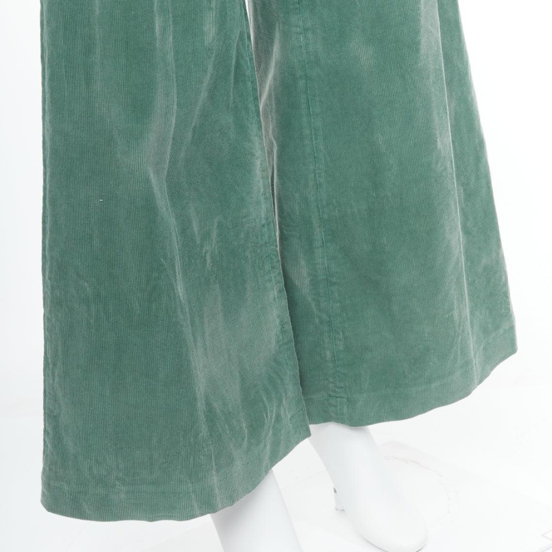 GUCCI green corduroy butterfly embroidery wide flare trousers IT40 S 3
