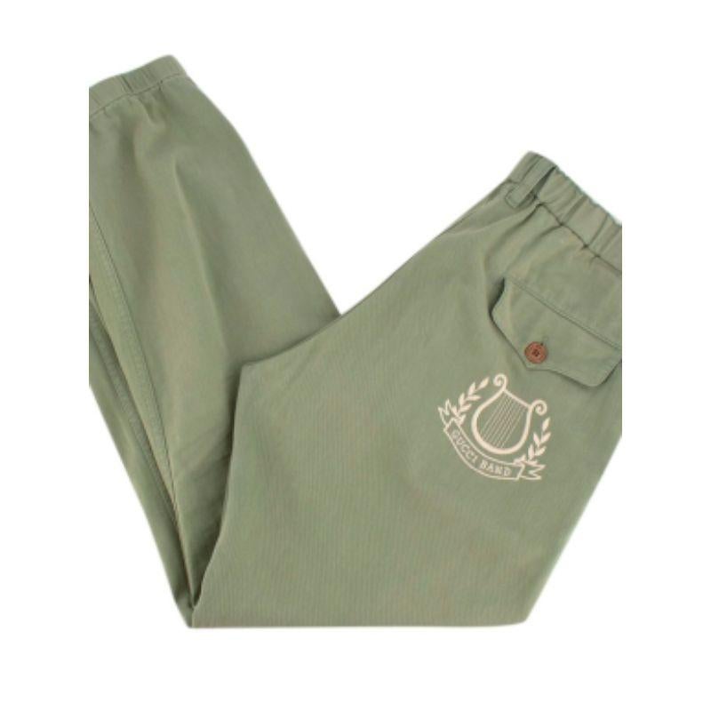 Gucci Green Cotton Twill Embroidered Pocket Chinos For Sale at 1stDibs