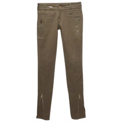 Gucci Green Cotton Zipper Detail Jeans S Waist 28''